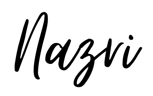 Stylised handwritten script logo reading ‘Nazri’ in black.