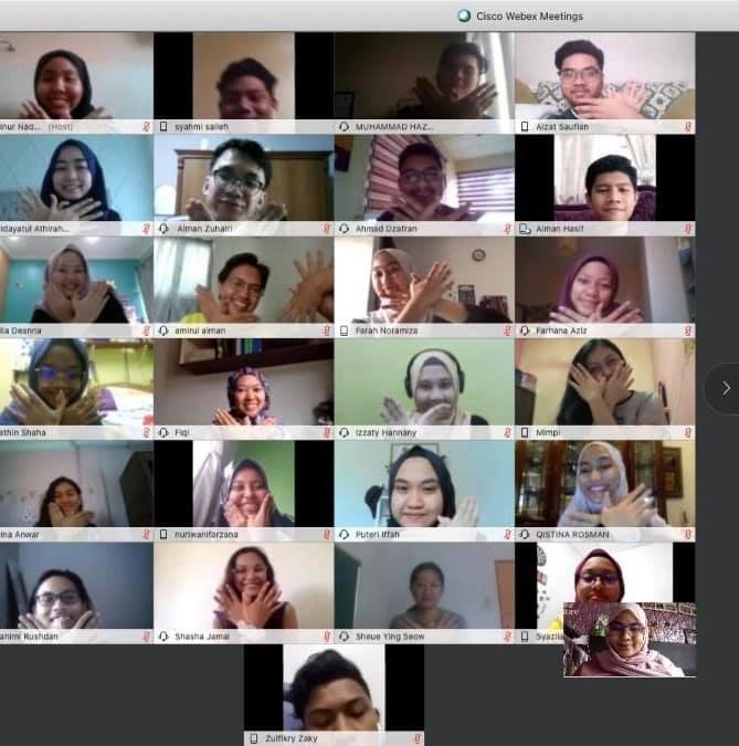 Our university student-leaders on the Webex platform as mentors during one of The Kalsom Movement’s programmes this year.