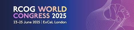 Banner for the RCOG World Congress 2025, showing event dates and location with an abstract line-art design.