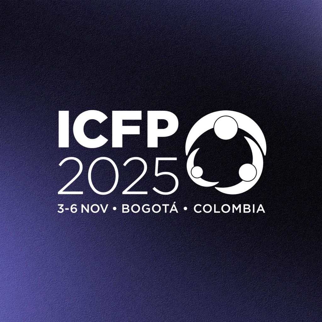 ICFP 2025 logo with event dates and location on a dark gradient background.