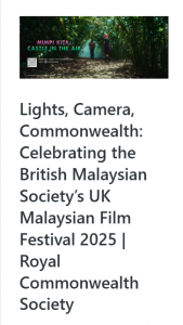 Poster for “Mimpi Kita: Castle in the Air” above the headline “Lights, Camera, Commonwealth: Celebrating the British Malaysian Society’s UK Malaysian Film Festival 2025 | Royal Commonwealth Society.